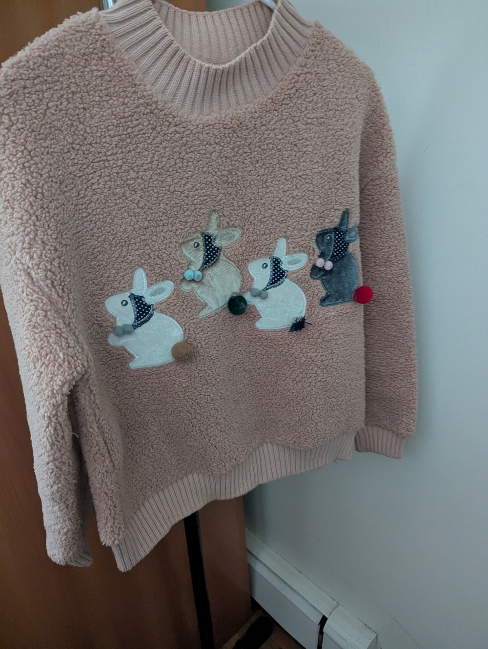Pink Sweater with Bunny Accents
